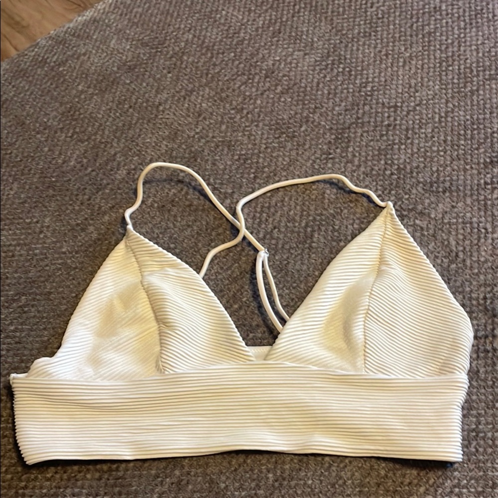 H&M Cream Bikini with Ribbed Fabric and Triangle Design